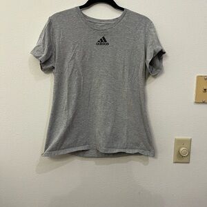 Adidas Gray Fitted Short Sleeve Workout‎ Sporty Athletic Tee Large